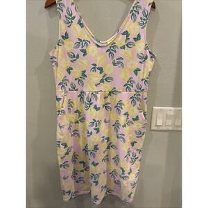 C&C California Dress Womens Large White 100% Cotton Floral Tropical Summer Beach